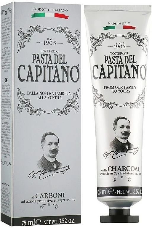 Pasta del Capitano 1905 Pasta del Capitano Active Vegetable Charcoal dantų pasta su aktyvinta anglimi 75 ml