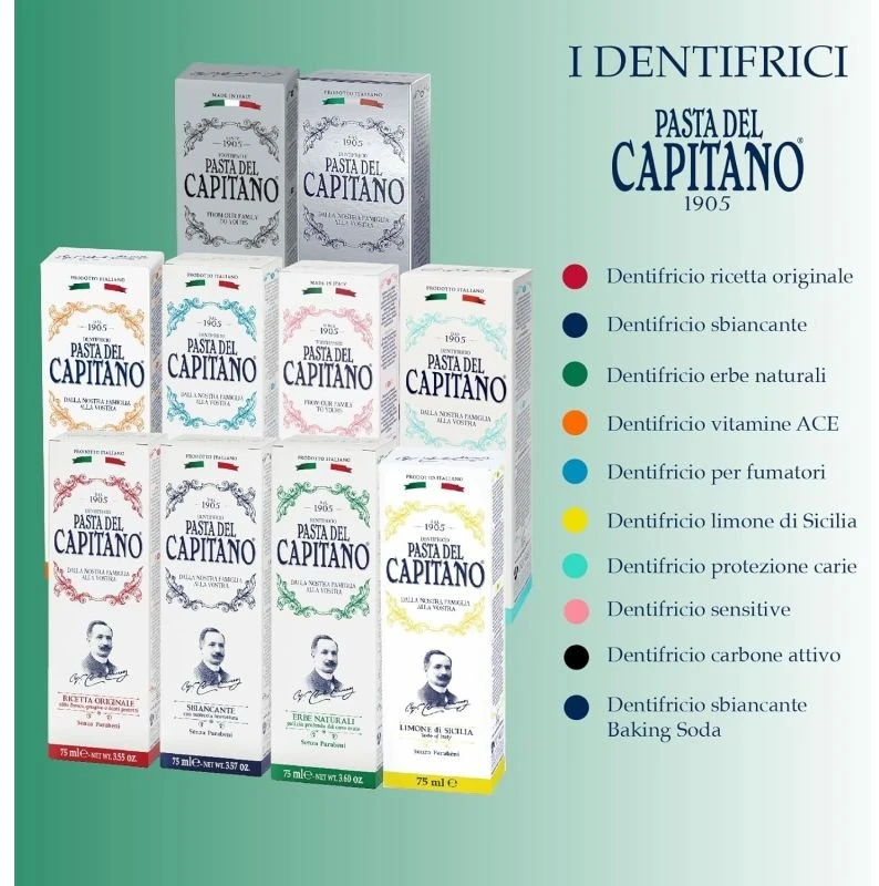 Pasta del Capitano 1905 Pasta del Capitano Natural Herbs dantų pasta su žolelių ekstraktais 75 ml