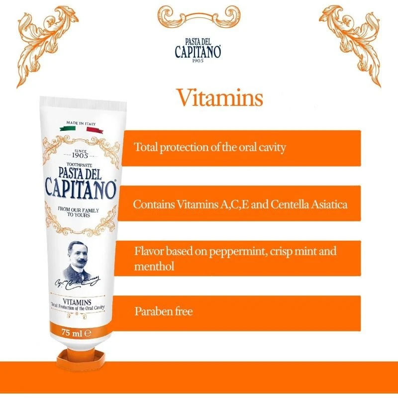 Pasta del Capitano 1905 Pasta del Capitano ACE dantų pasta su vitaminais A, C ir E 25 ml