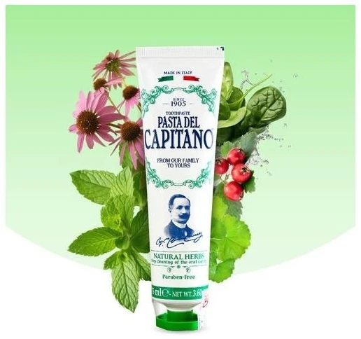 Pasta del Capitano 1905 Pasta del Capitano Natural Herbs dantų pasta su žolelių ekstraktais 25 ml