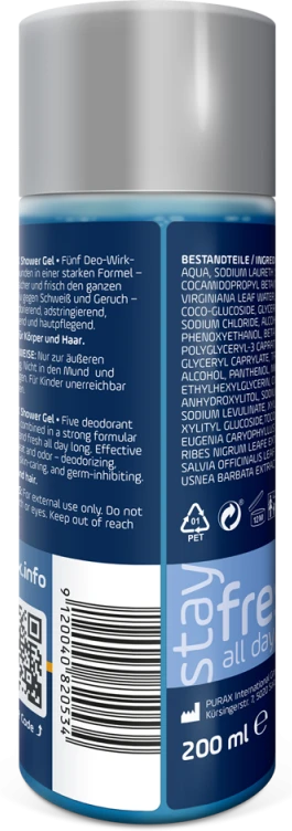 PURAX dezodoruojantis dušo gelis 200 ml