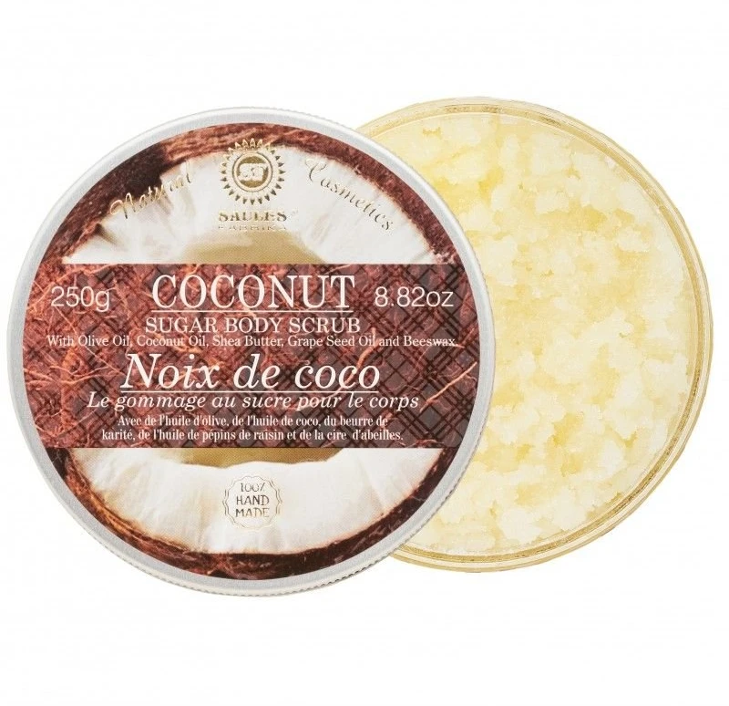 Natūralus cukraus kūno šveitiklis Kokosas, Saules Fabrika, 250g
