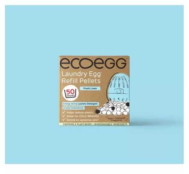 Usorteret Skalbimo kiaušinio papildymas| Ecoegg - Fresh Linen, 50 skalbimų.