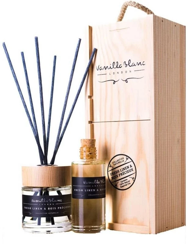 Drėkintuvas Vanilla Blanc Fresh Linen & Bois Précieux difuzorius su 100 ml papildymu