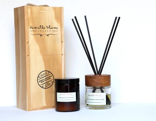 Vanilla Blanc Grosso Lavender & Wild Vetivert difuzoriaus ir žvakės dovanų rinkinys