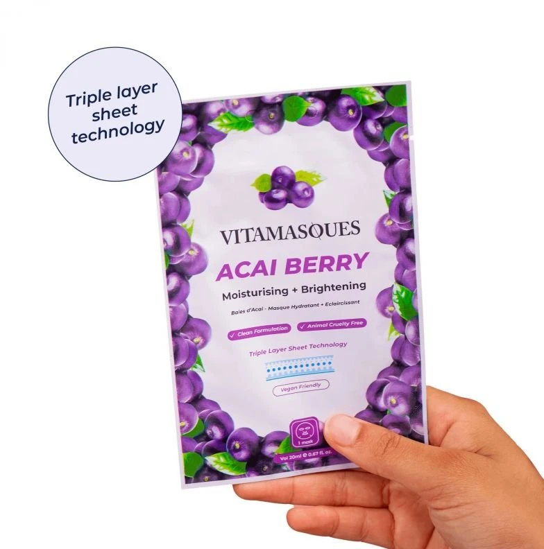 Vitamasques Acai uogų lakštinė veido kaukė