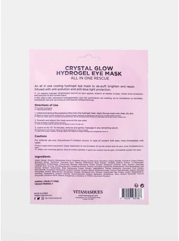 Vitamasques Crystal Glow atkuriamoji hidrogelinė paakių kaukė