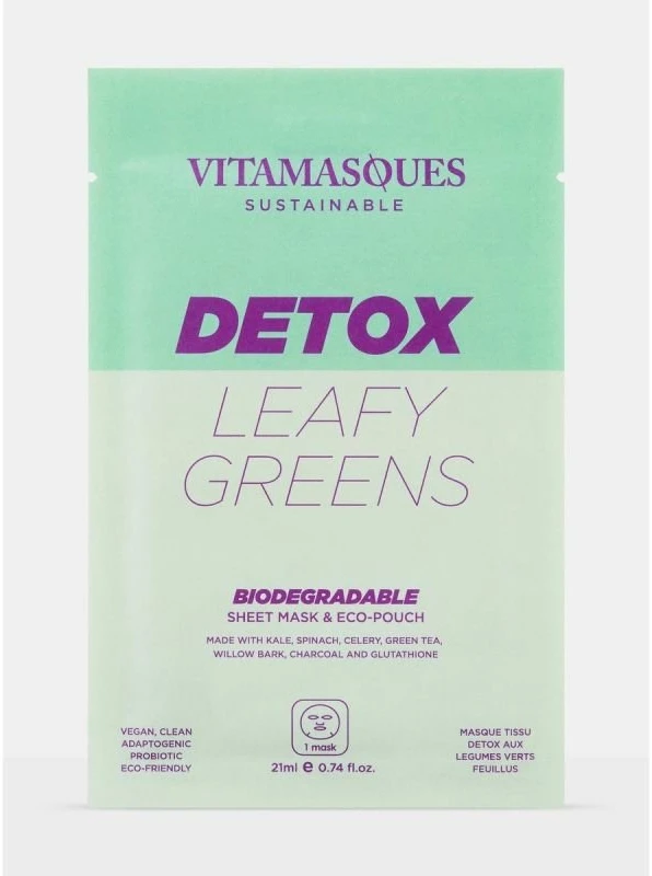 Vitamasques Detox Leafy Greens biologiškai suyranti lakštinė veido kaukė