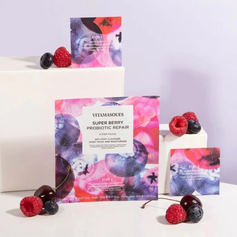Vitamasques Super Berry Probiotic Repair 3 žingsnių veido kaukė