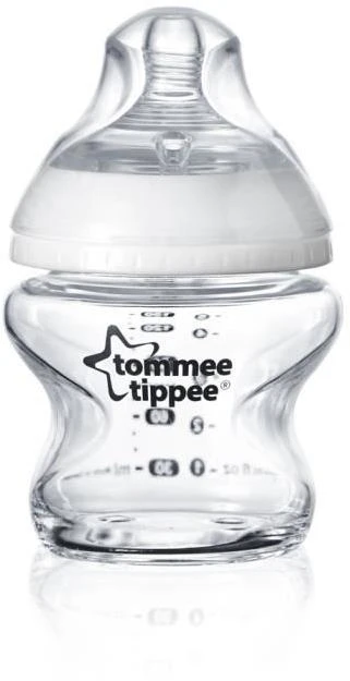 Tommee Tippee stiklinis buteliukas 150ml su uždėtu dangteliu