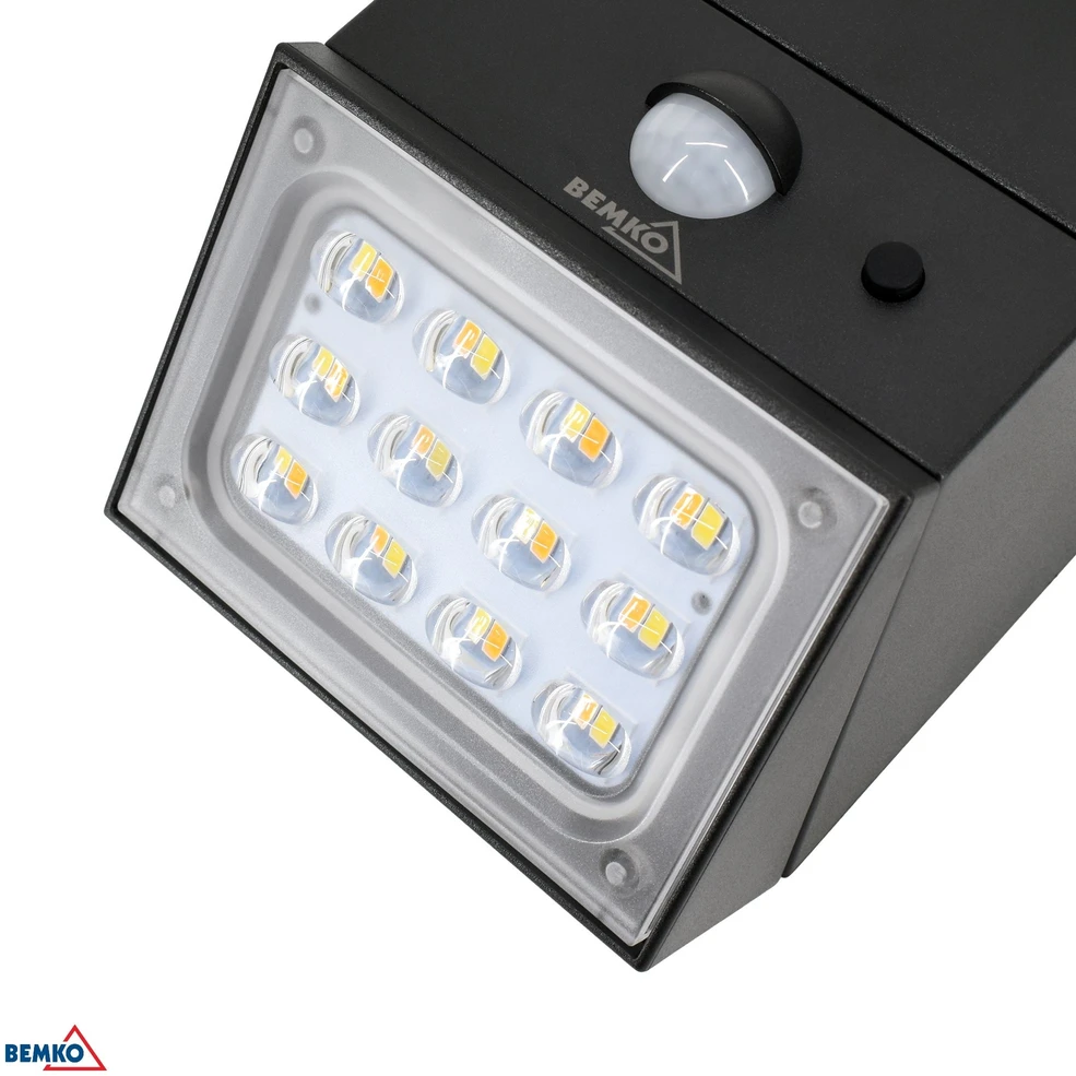BEMKO SOLAR RUBIC 2.5W 3000/4000/6000K 300LM IP65 PIR LED prožektorius (juodas))