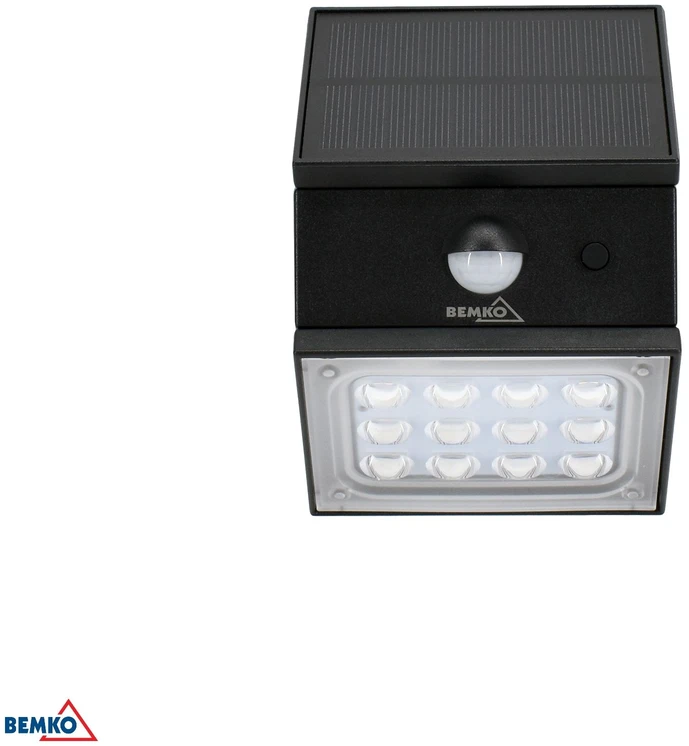 BEMKO SOLAR RUBIC 2.5W 3000/4000/6000K 300LM IP65 PIR LED prožektorius (juodas))