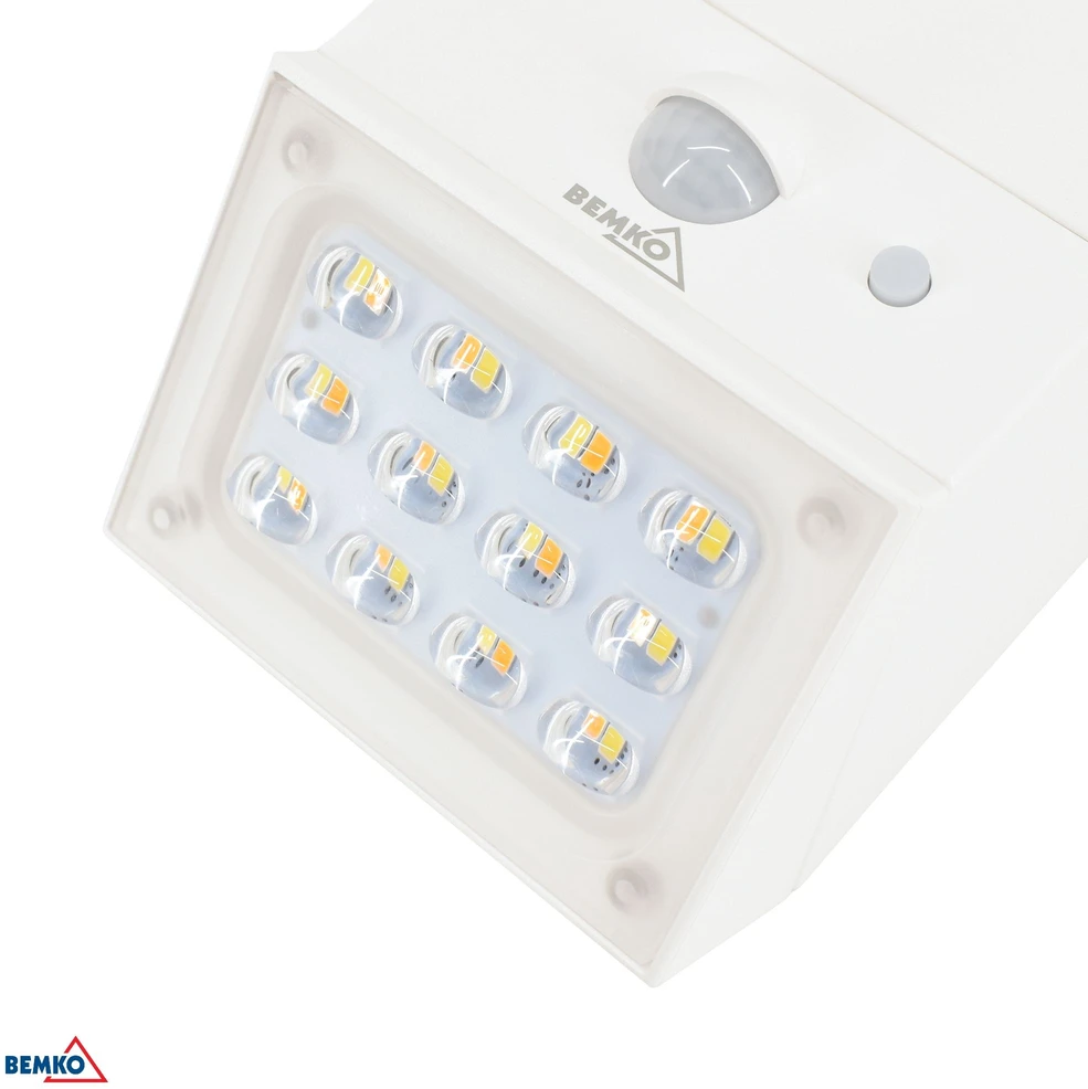 BEMKO SOLAR RUBIC 2.5W 3000/4000/6000K 300LM IP65 PIR LED prožektorius (baltas))