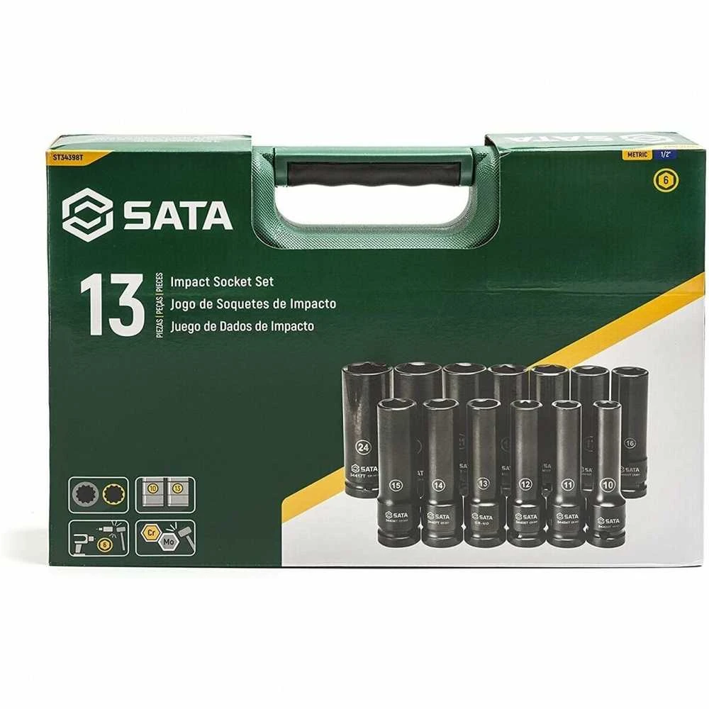 1/2" Prailgintų smūginių galvučių rinkinys (10-24mm)(13vnt) SATA