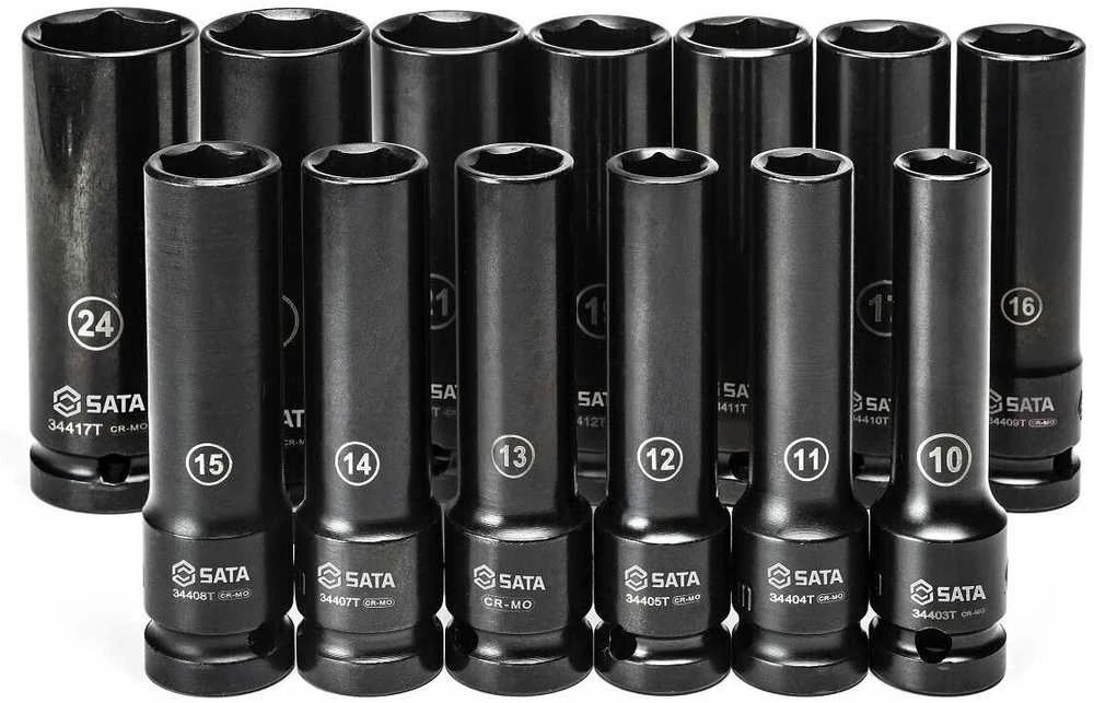 1/2" Prailgintų smūginių galvučių rinkinys (10-24mm)(13vnt) SATA