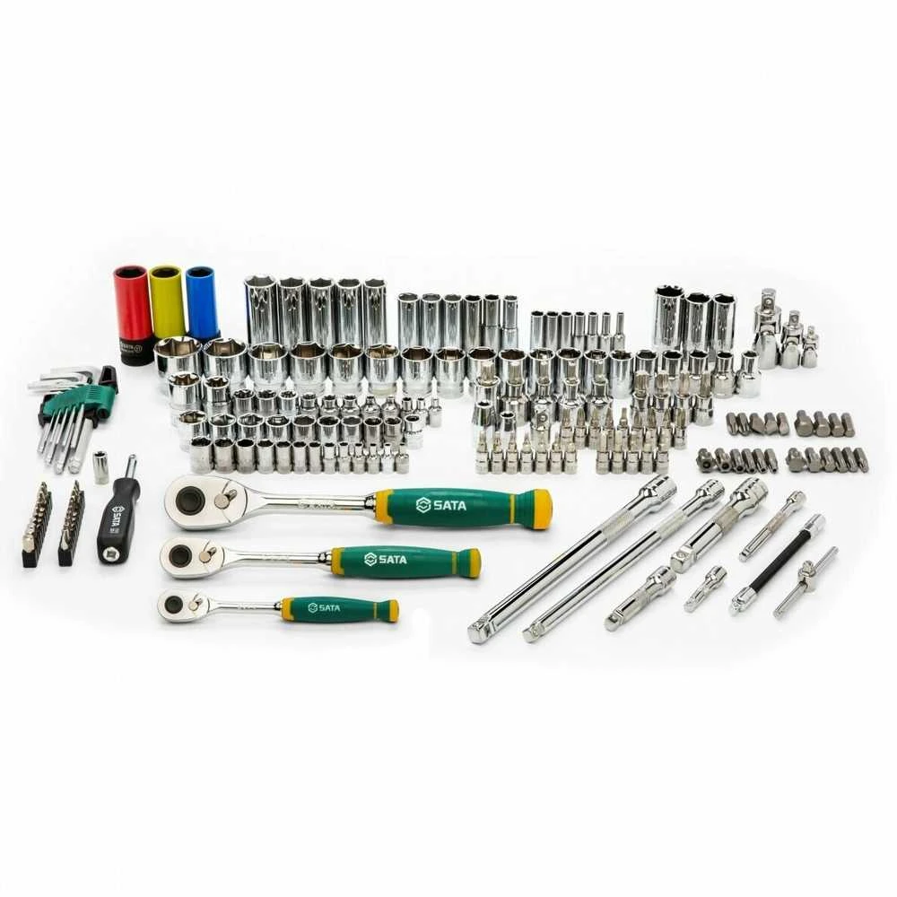 1/4'' + 3/8'' + 1/2'' Galvučių su antgaliais rinkinys Sata 180vnt. šešiakampės