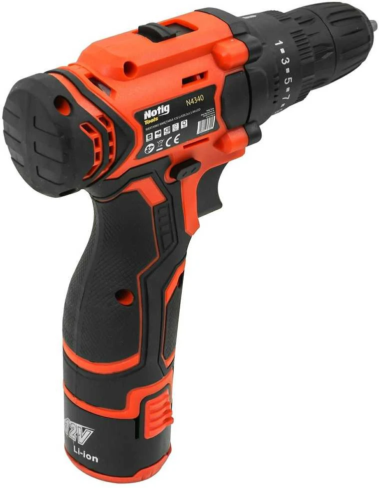 12 V suktuvas-gręžtuvas NOTIG TOOLS 2x1,5Ah Li-ion