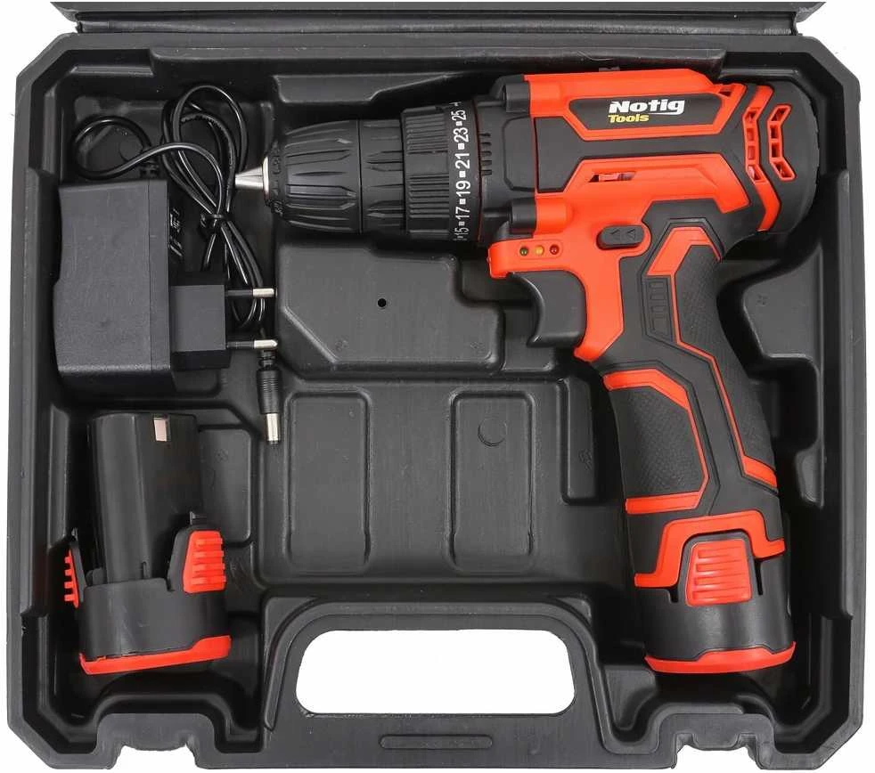 12 V suktuvas-gręžtuvas NOTIG TOOLS 2x1,5Ah Li-ion