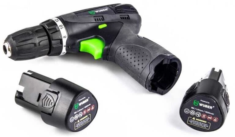 18 V suktuvas-gręžtuvas WUBER su 2x1,5Ah Li-ion baterijom