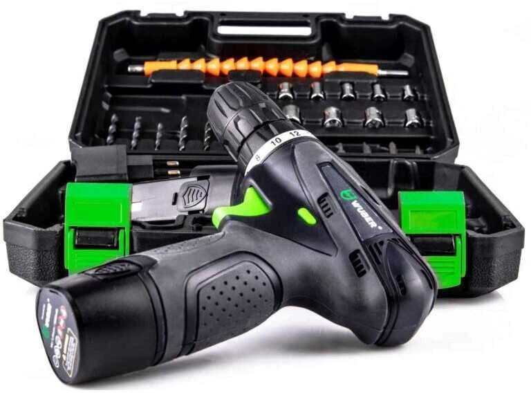 18 V suktuvas-gręžtuvas WUBER su 2x1,5Ah Li-ion baterijom