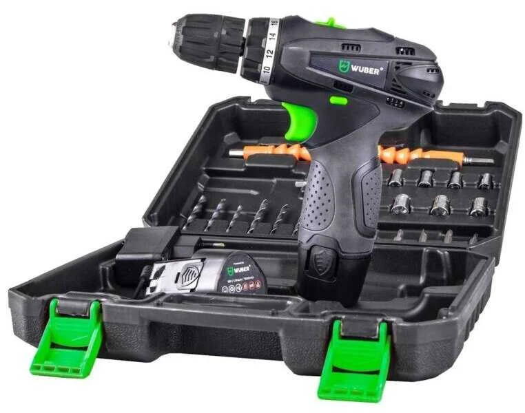 18 V suktuvas-gręžtuvas WUBER su 2x1,5Ah Li-ion baterijom