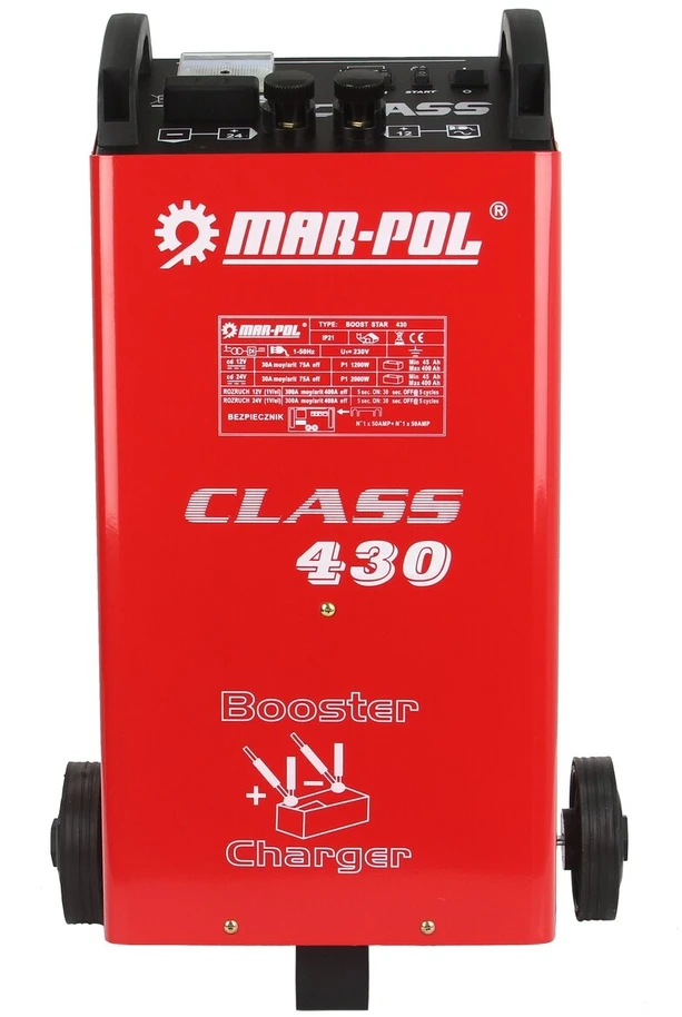 Akumuliatoriaus įkroviklis su paleidimo funkcija MAR-POL CLASS 430, 12/24 V, 42A