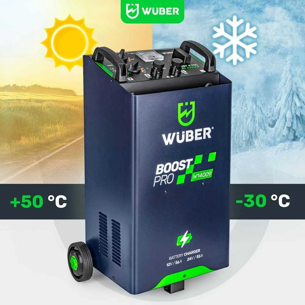 Akumuliatoriaus įkroviklis su paleidimo funkcija Wuber W14009, 12/24 V, 56 A, 400/700 A