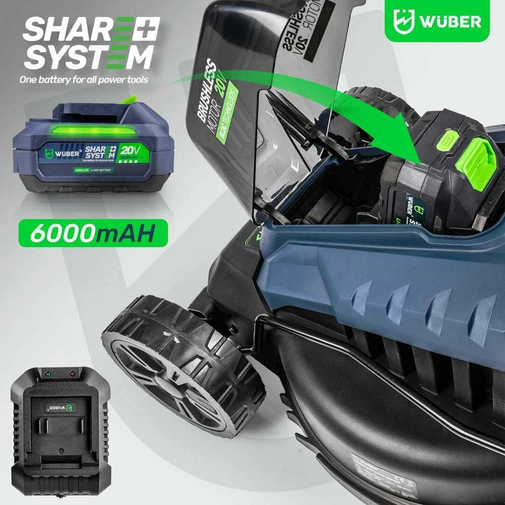 Akumuliatorinė vejapjovė Wuber W04801, 32 cm; 20 V; su akumuliatoriumi ir įkrovikliu