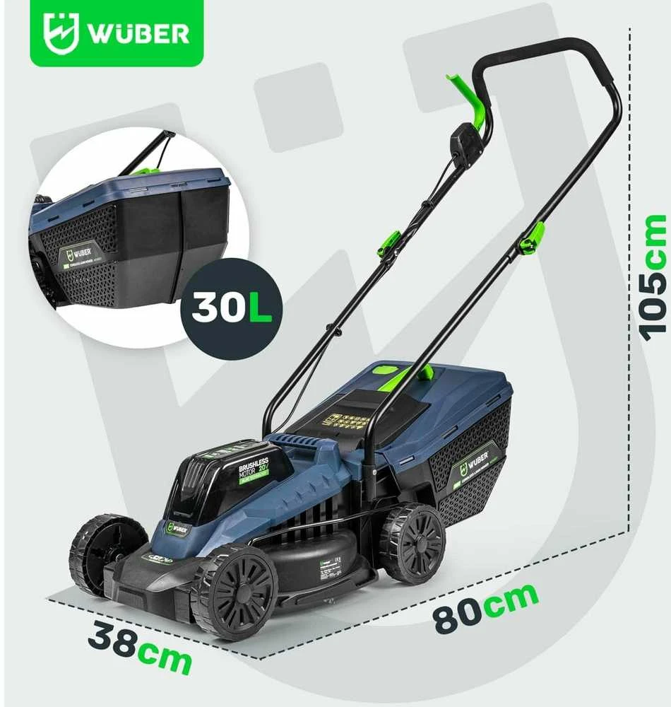 Akumuliatorinė vejapjovė Wuber W04801, 32 cm; 20 V; su akumuliatoriumi ir įkrovikliu
