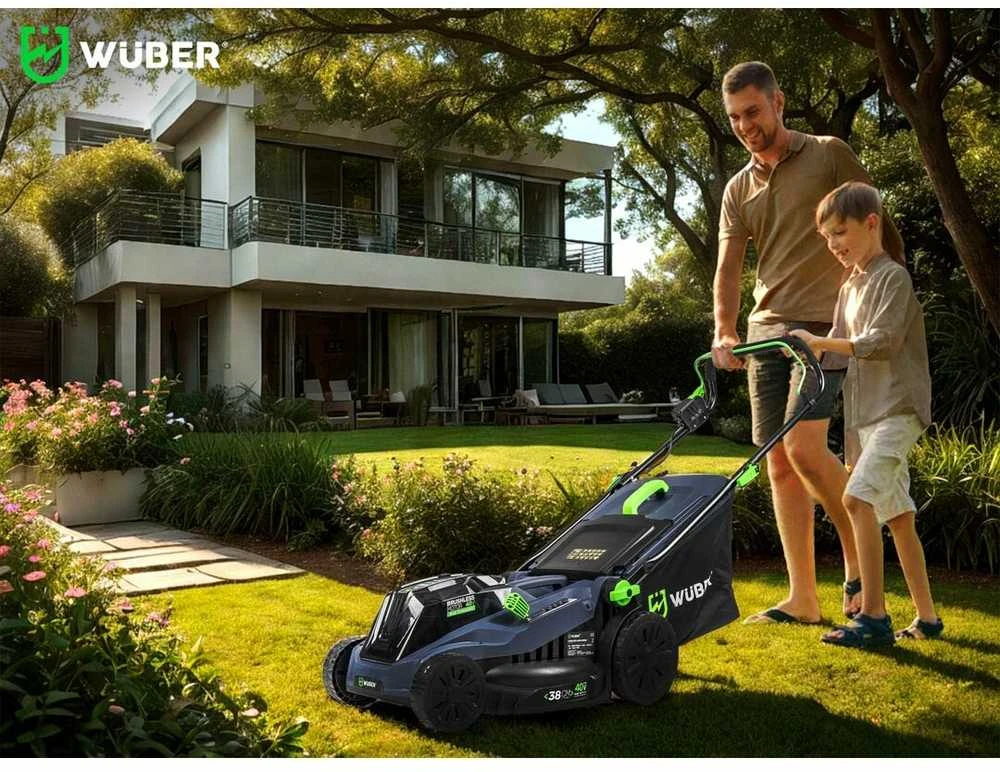 Akumuliatorinė vejapjovė Wuber W04802, 38 cm; 40 V; su 2 akumuliatoriais ir įkrovikliu