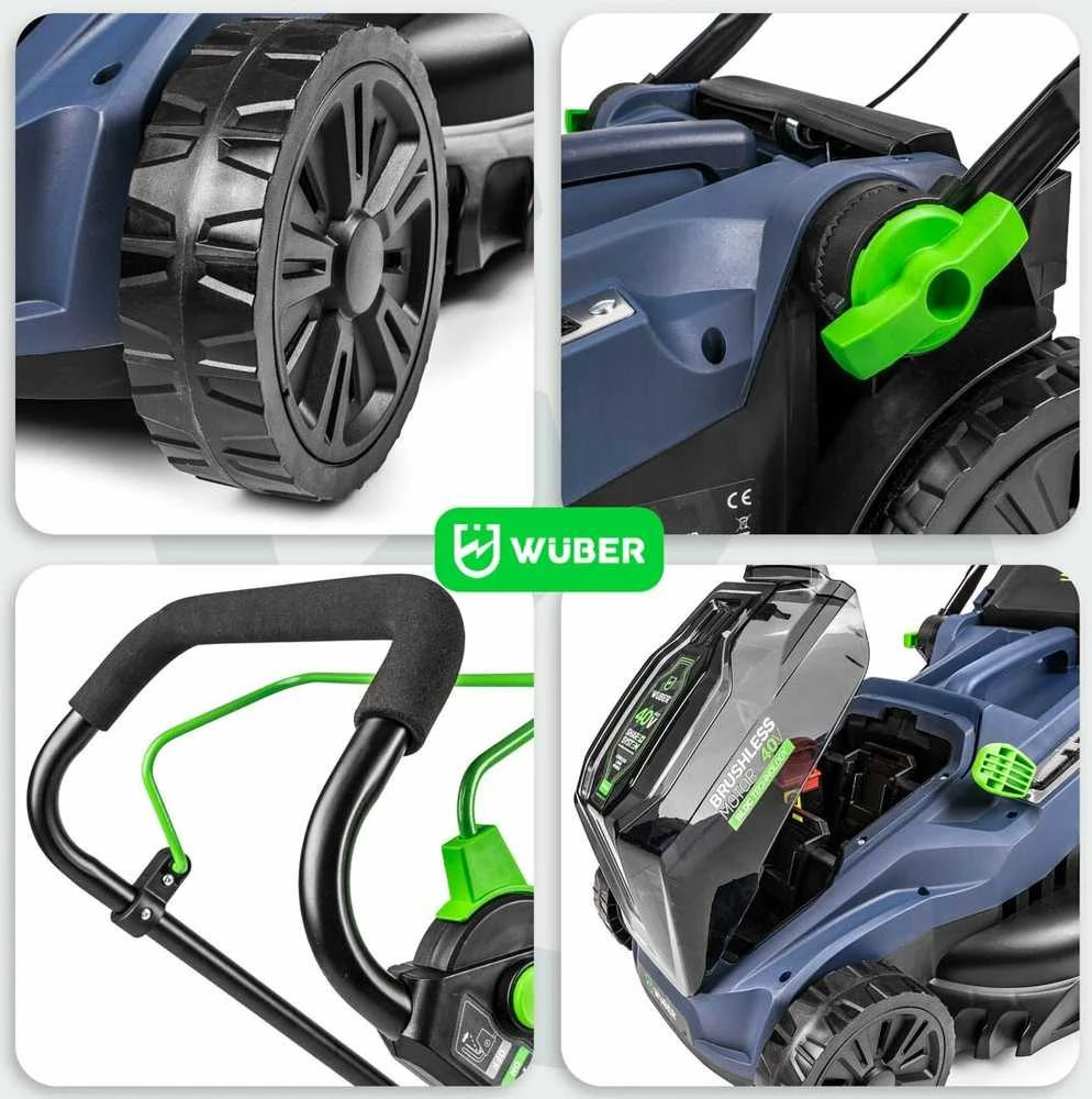 Akumuliatorinė vejapjovė Wuber W04802, 38 cm; 40 V; su 2 akumuliatoriais ir įkrovikliu