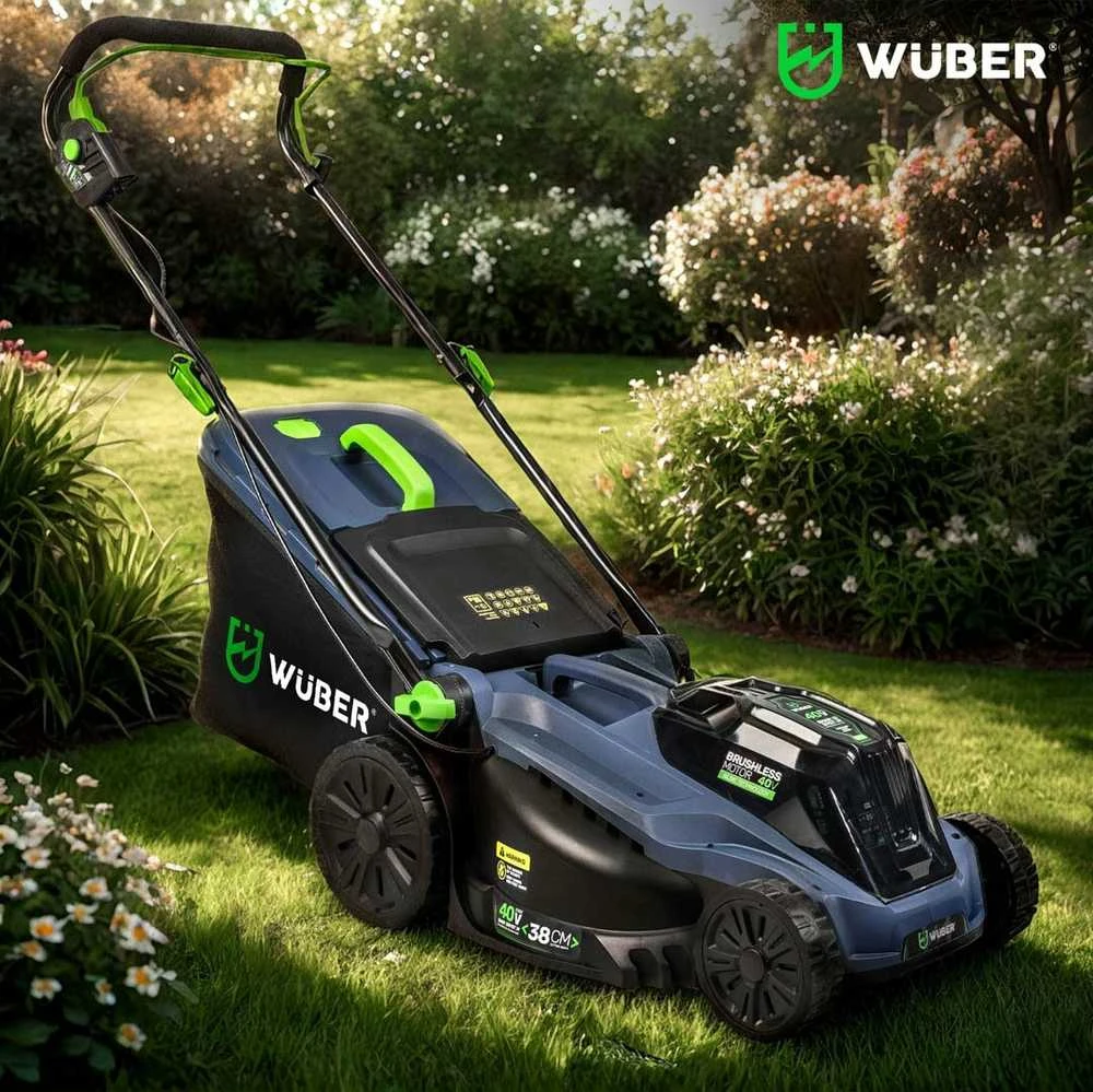 Akumuliatorinė vejapjovė Wuber W04802, 38 cm; 40 V; su 2 akumuliatoriais ir įkrovikliu