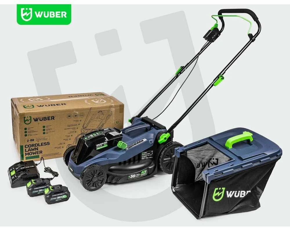 Akumuliatorinė vejapjovė Wuber W04802, 38 cm; 40 V; su 2 akumuliatoriais ir įkrovikliu