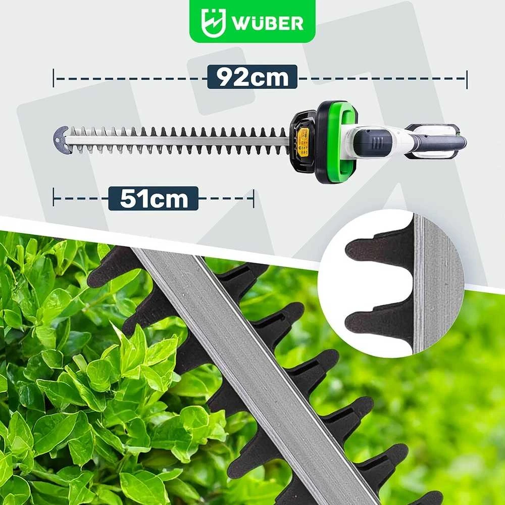 Akumuliatorinės gyvatvorių žirklės Wuber W04330, 51cm, su 2,0 Ah baterija ir įkrovikliu