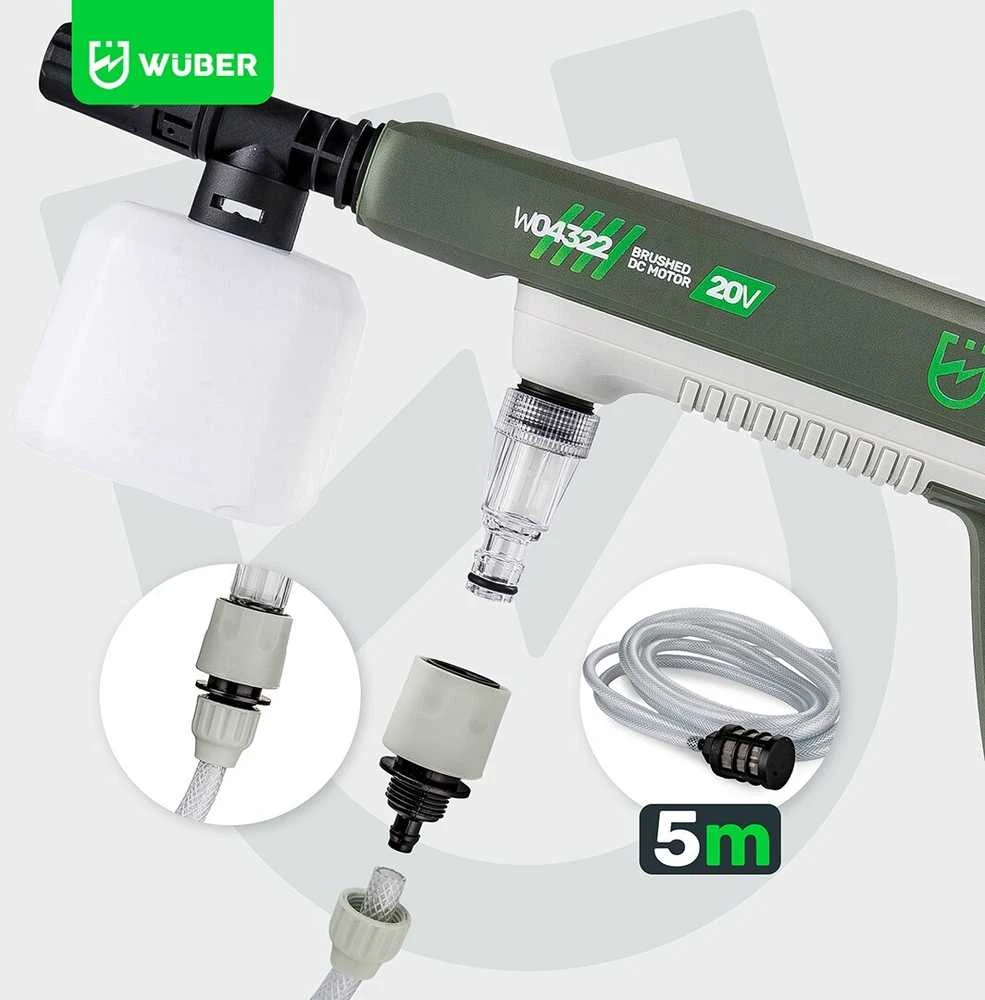 Akumuliatorinis aukšto slėgio plovimo įrenginys Wuber W04322 su 2,0Ah baterija