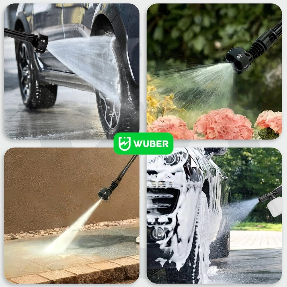 Akumuliatorinis aukšto slėgio plovimo įrenginys Wuber su 2,0Ah baterija