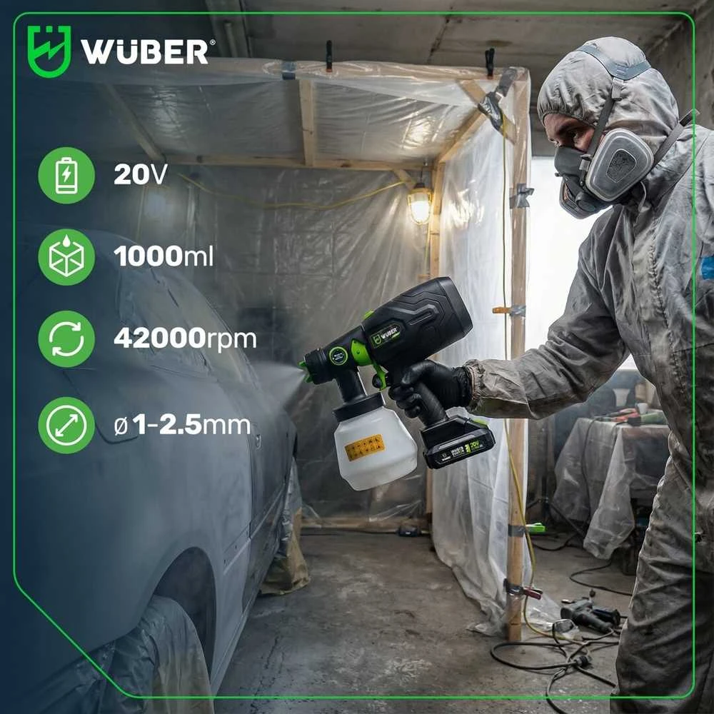 Akumuliatorinis dažų purkštuvas Wuber W04323, be akumuliatoriaus