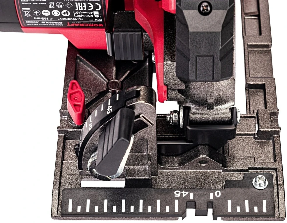 Akumuliatorinis diskinis pjūklas Worcraft 165mm 20V, Li-ION