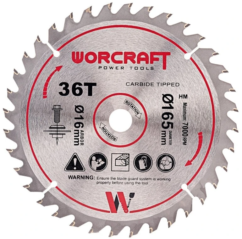 Akumuliatorinis diskinis pjūklas Worcraft 165mm 20V, Li-ION