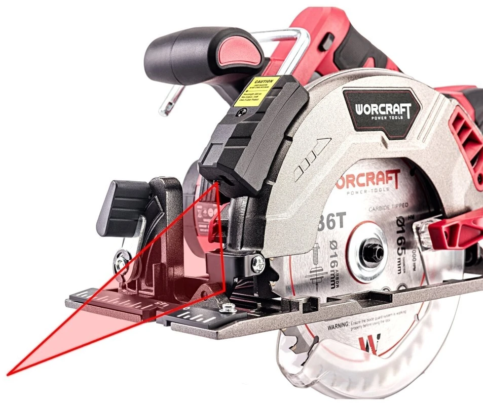 Akumuliatorinis diskinis pjūklas Worcraft 165mm 20V, Li-ION