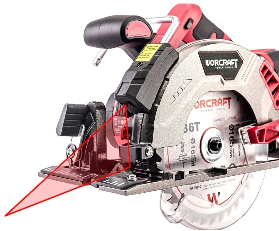 Akumuliatorinis diskinis pjūklas Worcraft 165mm 20V, Li-ION