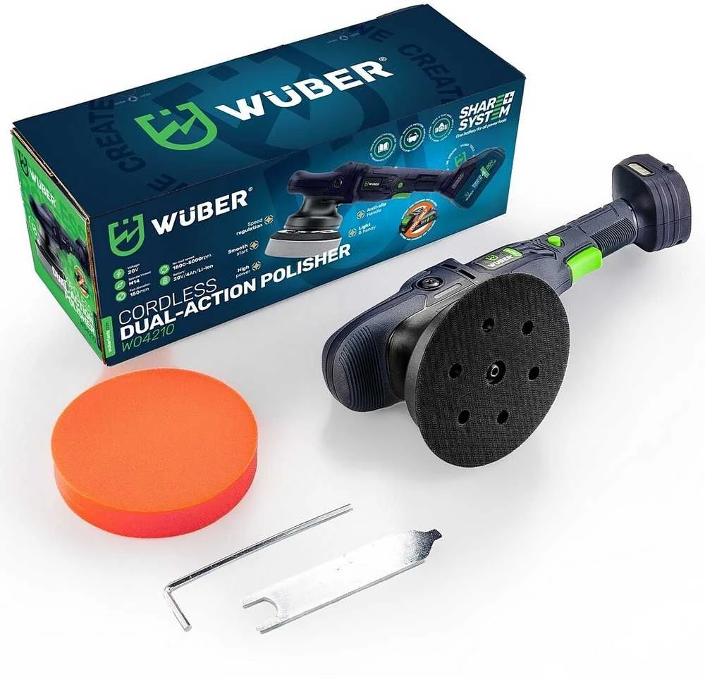 Akumuliatorinis ekscentrinis poliruoklis Wuber W04210, 20V, 150mm, be akumuliatoriaus