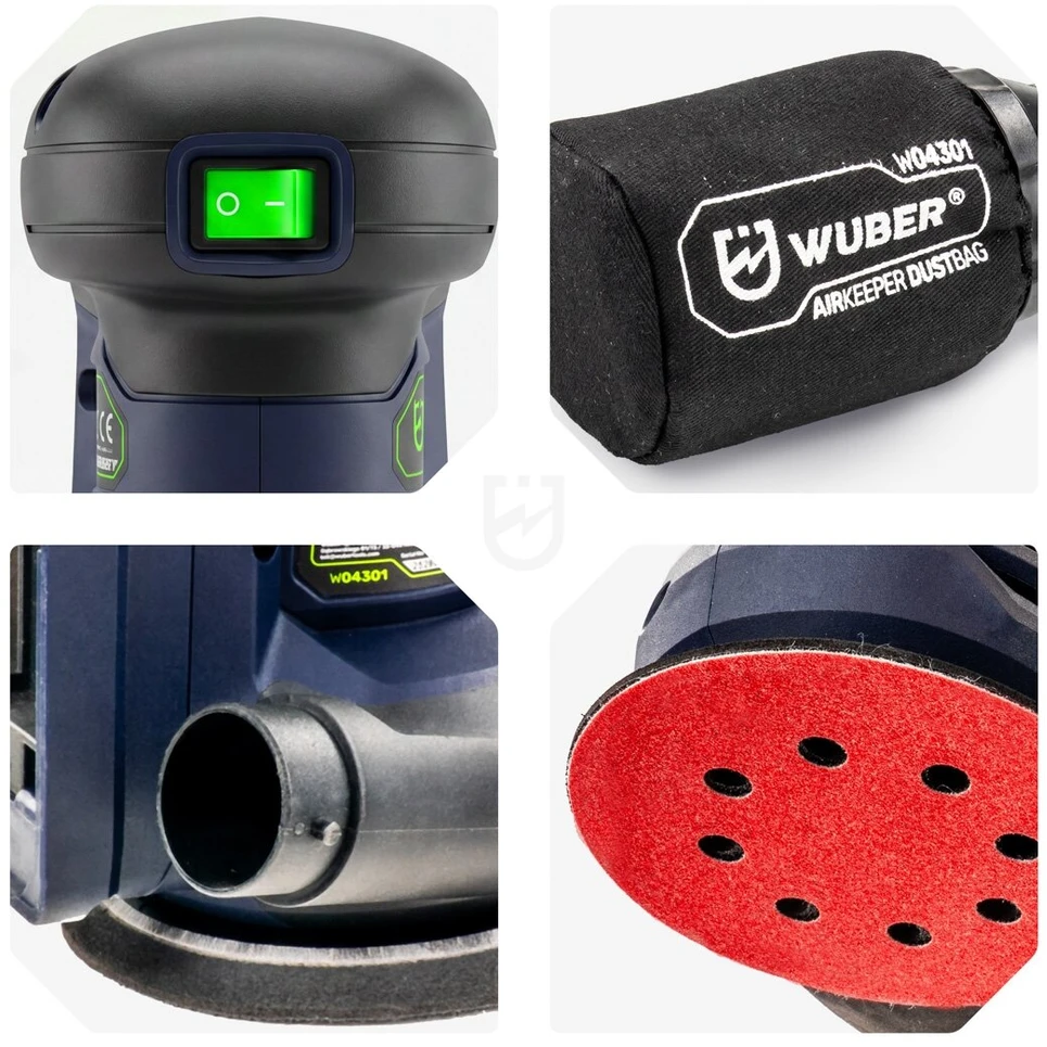 Akumuliatorinis ekscentrinis šlifuoklis Wuber W04301, 20V, 125mm, (be akumuliatoriaus)