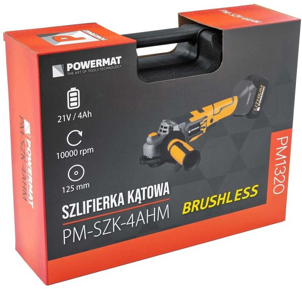 Akumuliatorinis kampinis šlifuoklis PowerMat, 21V Li-ion 125mm