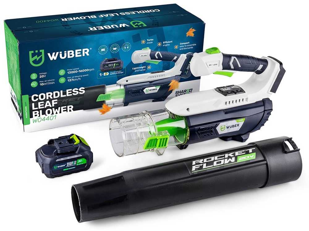 Akumuliatorinis lapų pūstuvas Wuber W04401 su baterija ir įkrovikliu