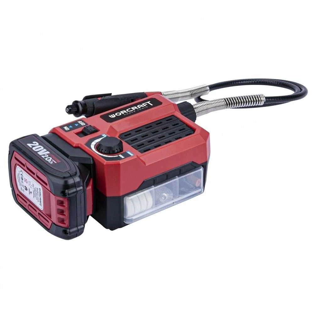 Akumuliatorinis mini tiesinis šlifuoklis su priedais Worcraft 20V LI-ION