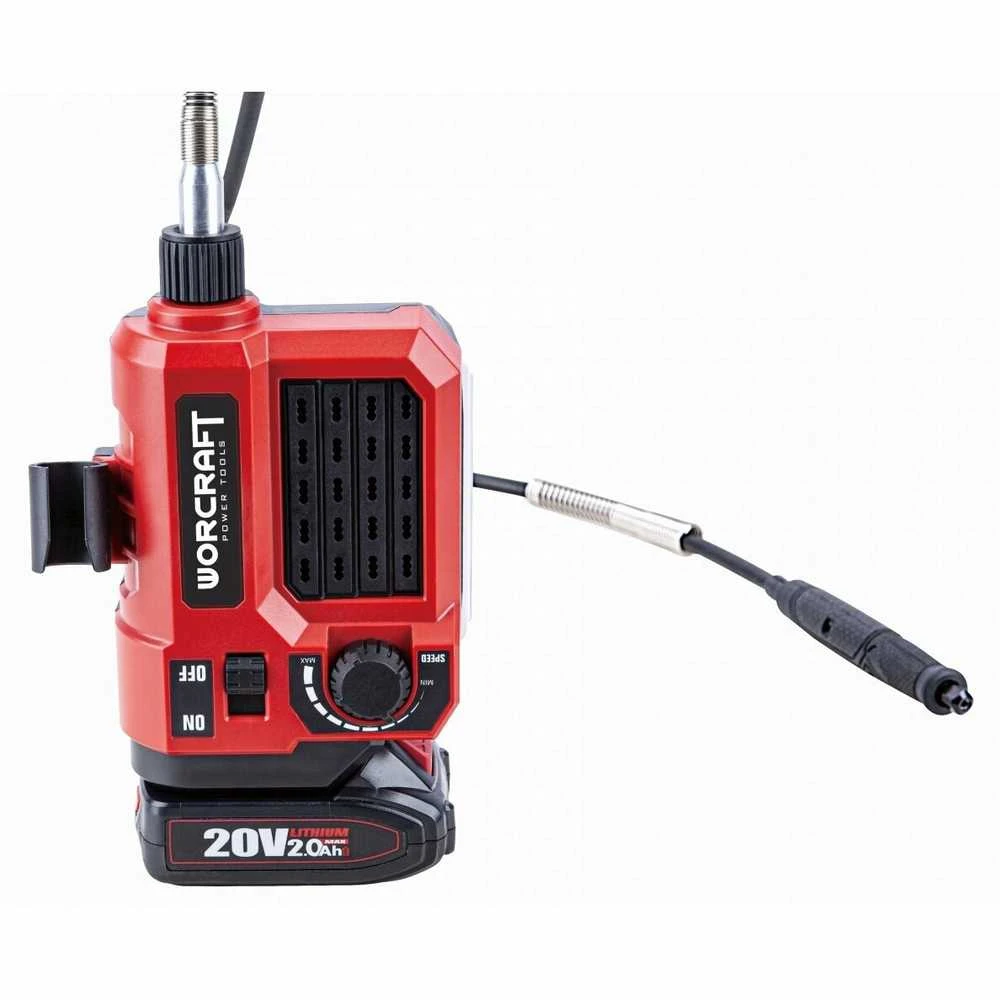 Akumuliatorinis mini tiesinis šlifuoklis su priedais Worcraft 20V LI-ION