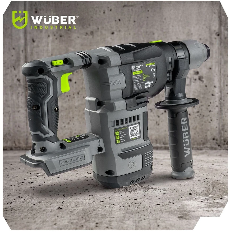 Akumuliatorinis perforatorius Wuber 20V, SDS-plus 2,8 J (be akumuliatoriaus ir įkroviklio)
