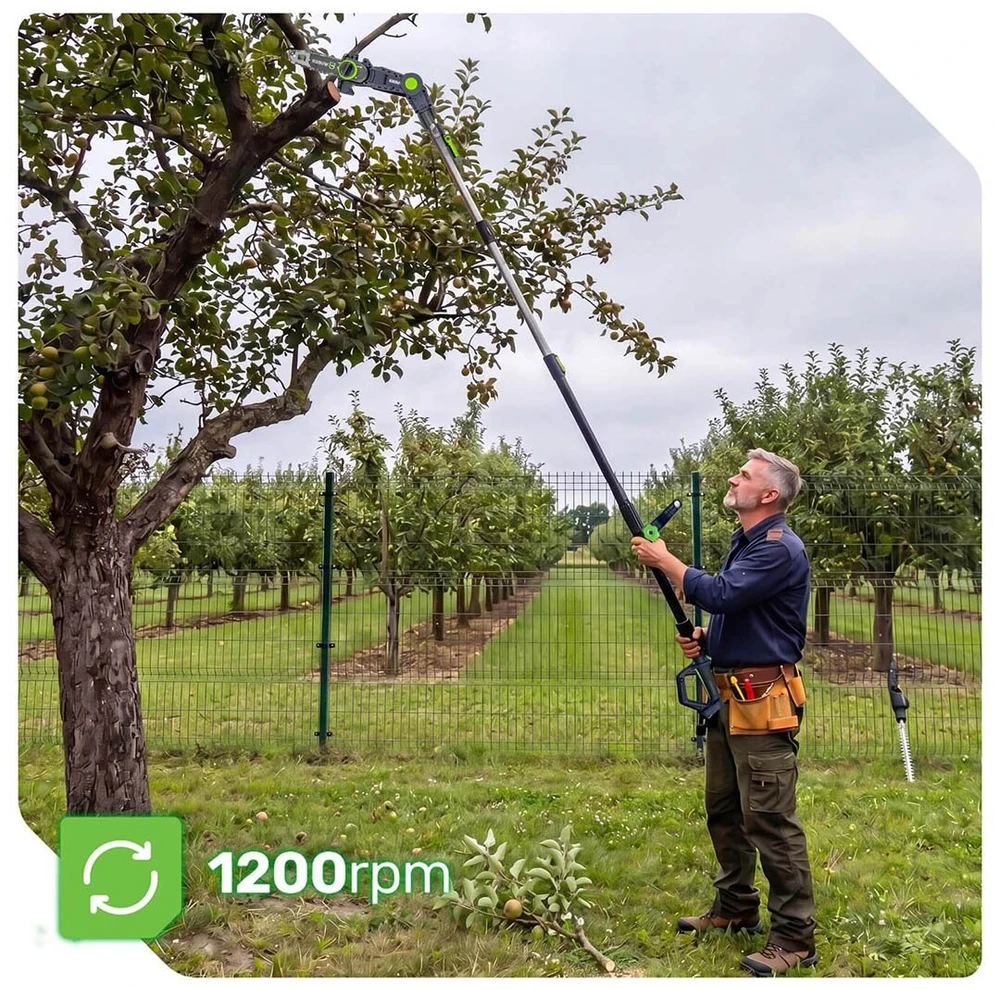 Akumuliatorinis šakų genėjimo pjūklas/aukštapjovė ir gyvatvorių žirklės WUBER 2,97m, be akumuliatoriaus
