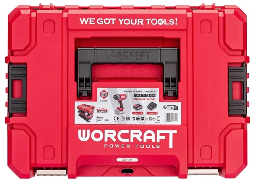 Akumuliatorinis smūginis veržliasukis WORCRAFT 3/4'' 2600Nm 40V LI-ION (pl.dėž.)